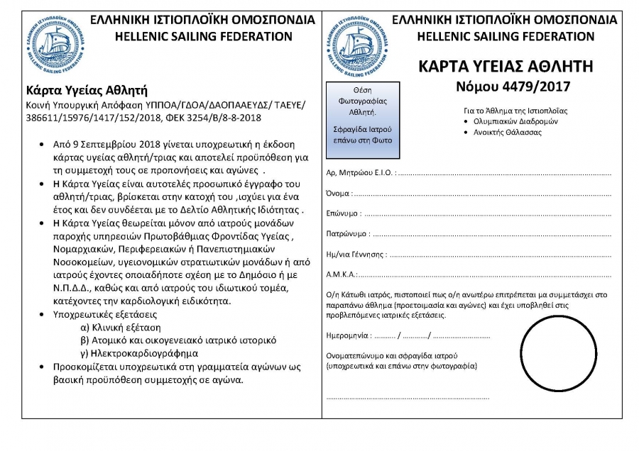Κάρτα Υγείας Αθλητή